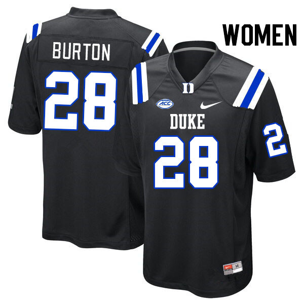 Women #28 Clayton Burton Duke Blue Devils College Football Jerseys Stitched Sale-Black